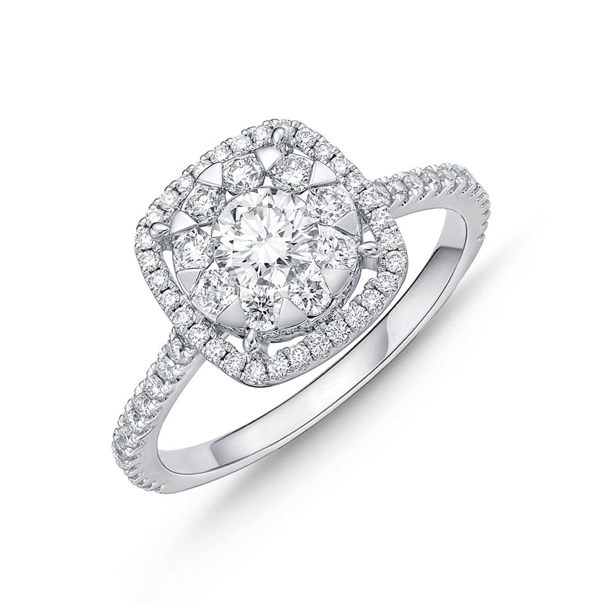 18K White Gold Diamond Bouquet Halo Ring