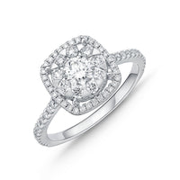 18K White Gold Diamond Bouquet Halo Ring
