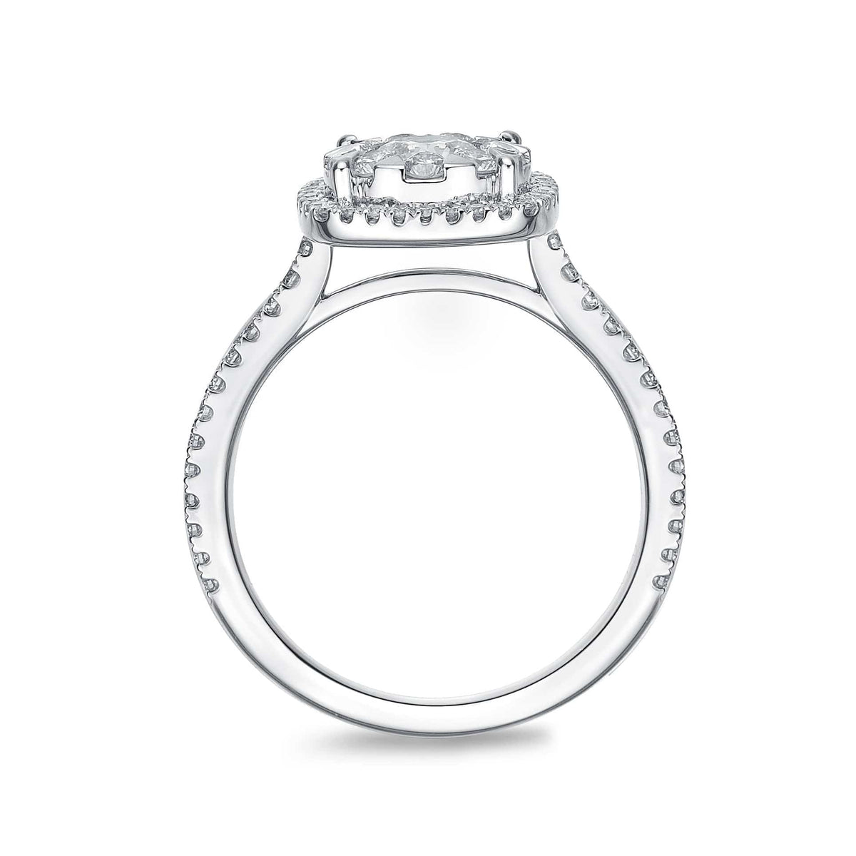 18K White Gold Diamond Bouquet Halo Ring