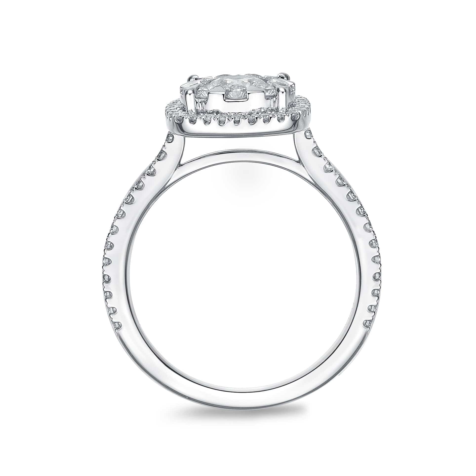 18K White Gold Diamond Bouquet Halo Ring