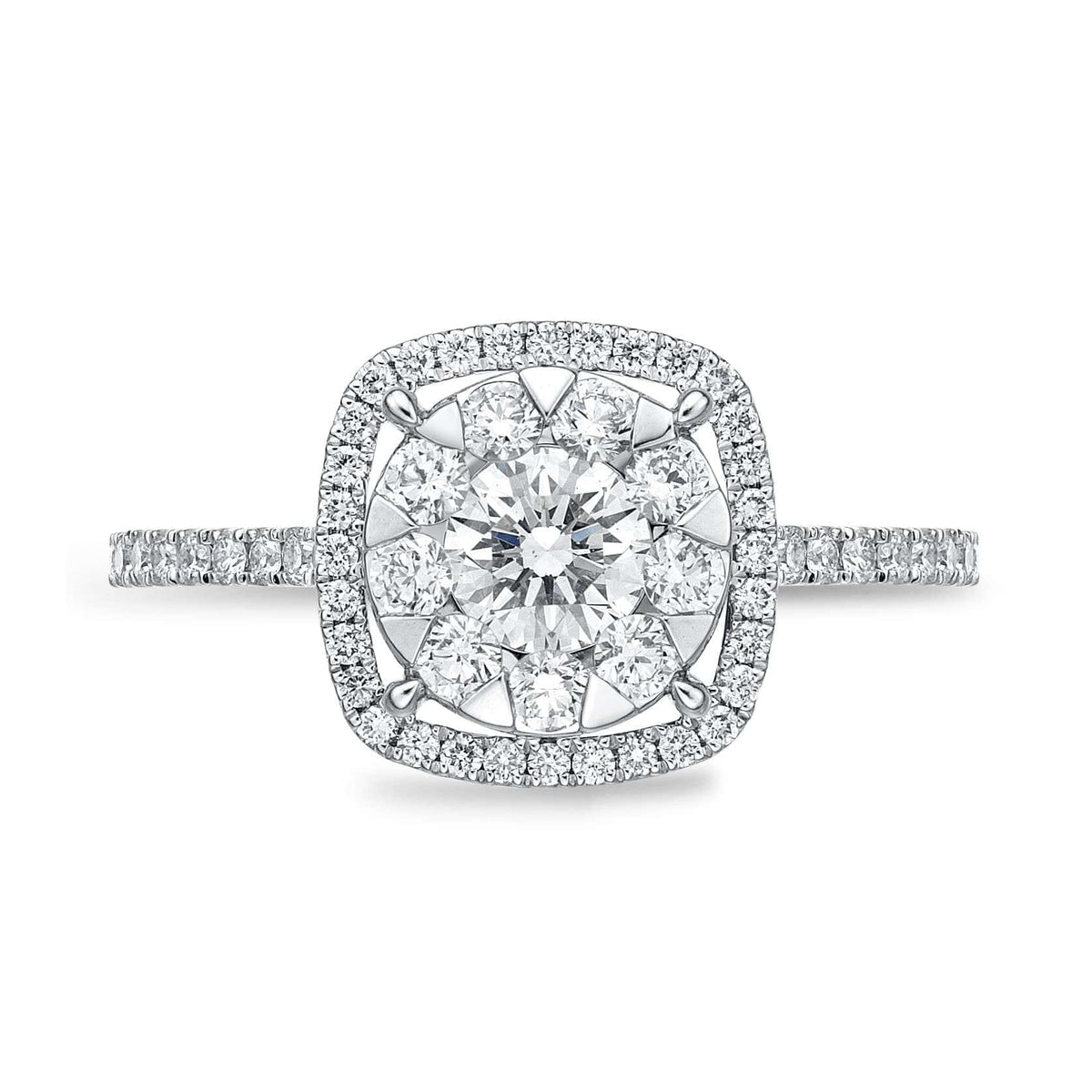 18K White Gold Diamond Bouquet Halo Ring