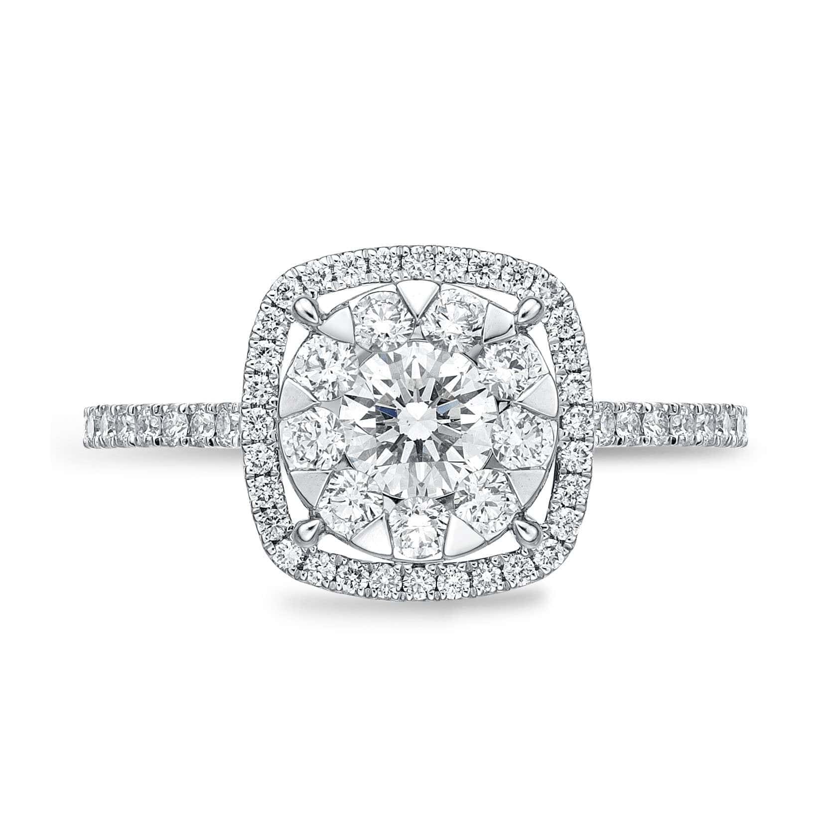 18K White Gold Diamond Bouquet Halo Ring