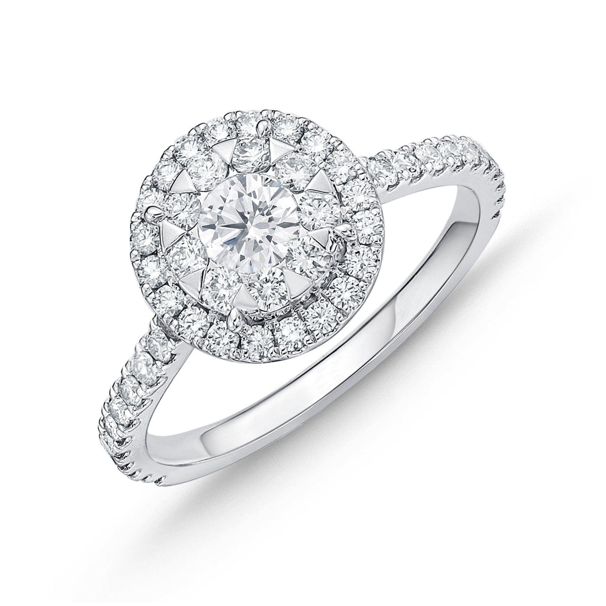 18K White Gold Diamond Bouquet Halo Ring