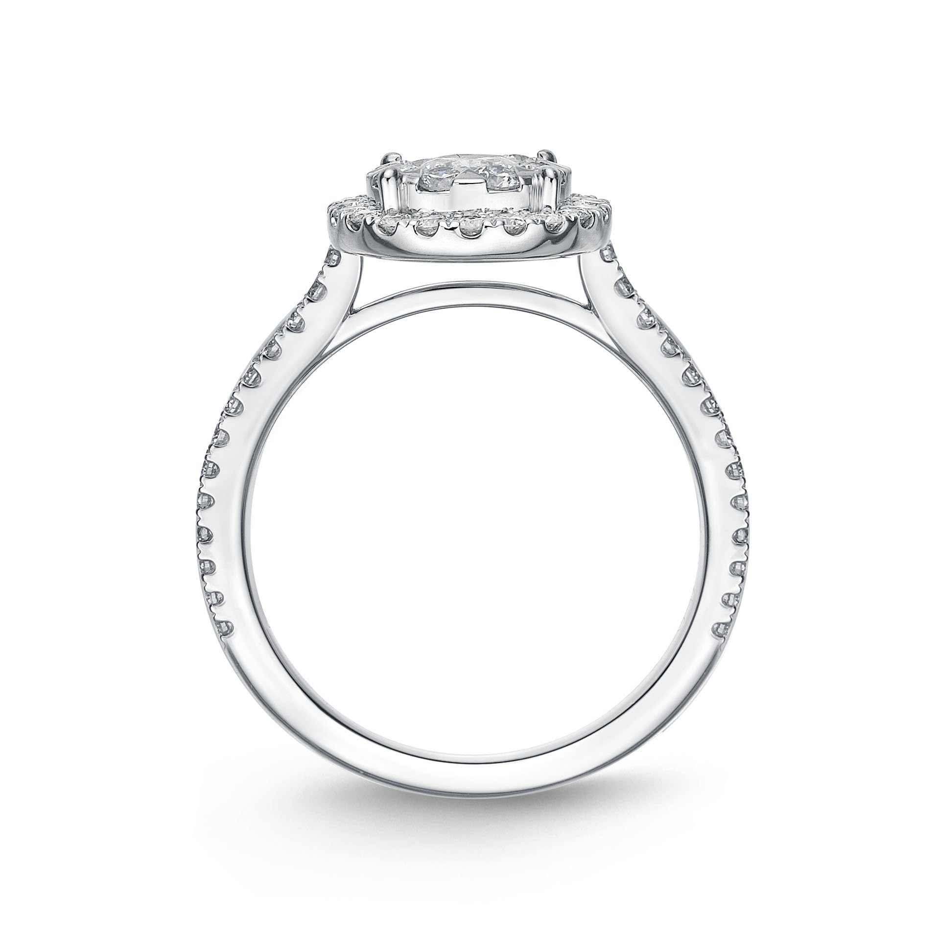 18K White Gold Diamond Bouquet Halo Ring
