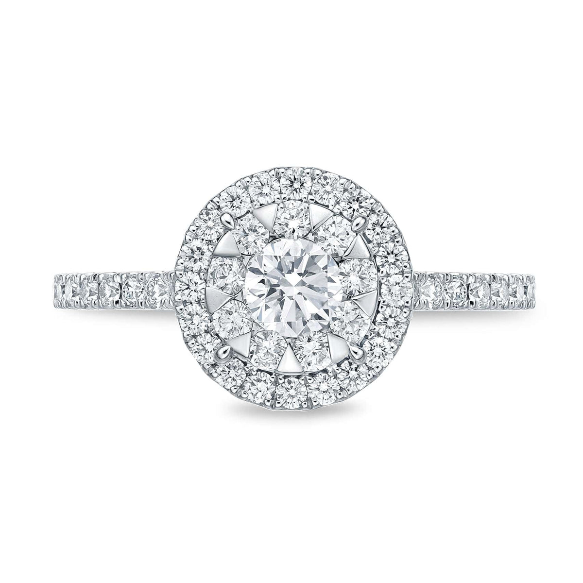 18K White Gold Diamond Bouquet Halo Ring