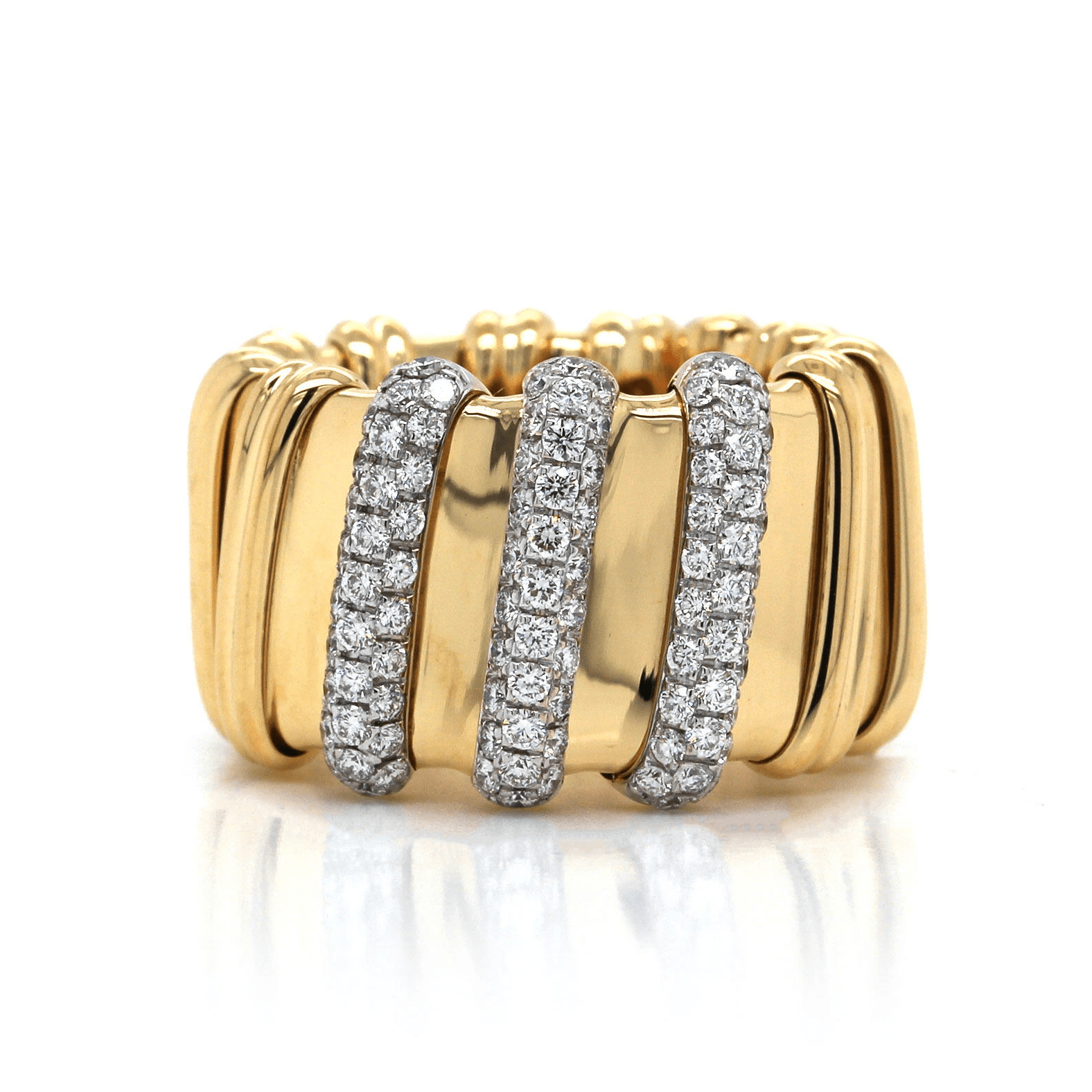 18K Two-Tone Nabucco Wide Diamond Ring