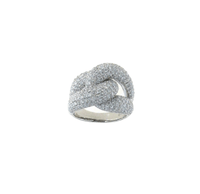 18K White Gold Wide Twist Pave Diamond Ring