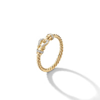 Petite Buckle Ring in 18K Yellow Gold with Diamonds