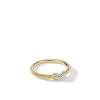 Petite X Ring in 18K Yellow Gold with Pavé Diamonds