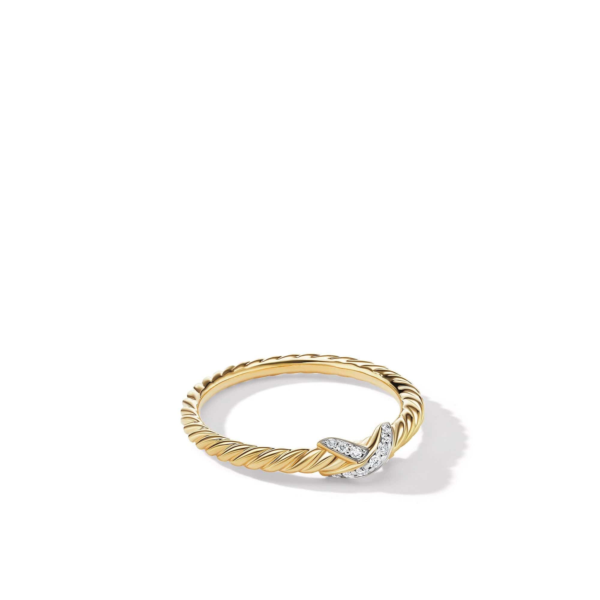 Petite X Ring in 18K Yellow Gold with Pavé Diamonds