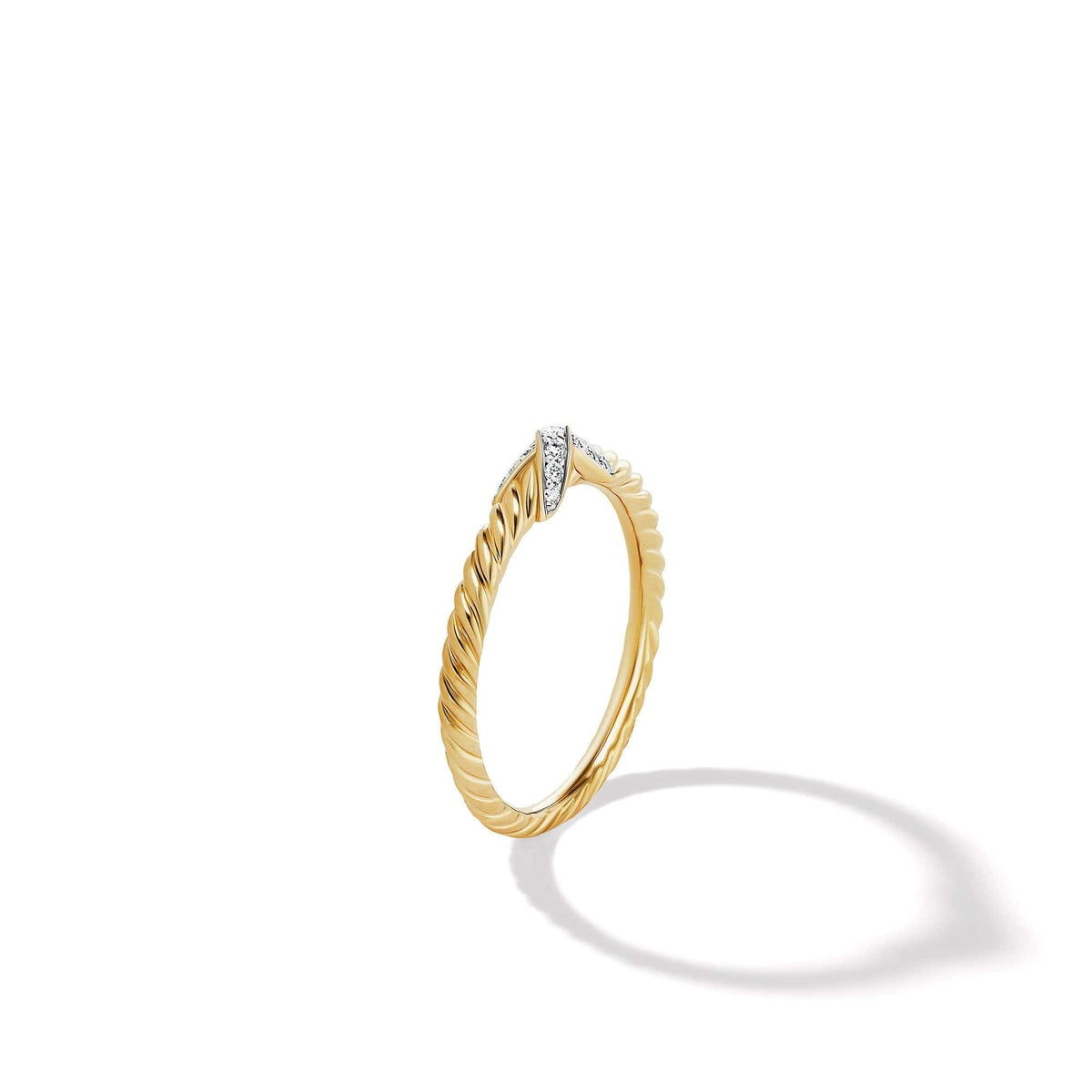 Petite X Ring in 18K Yellow Gold with Pavé Diamonds