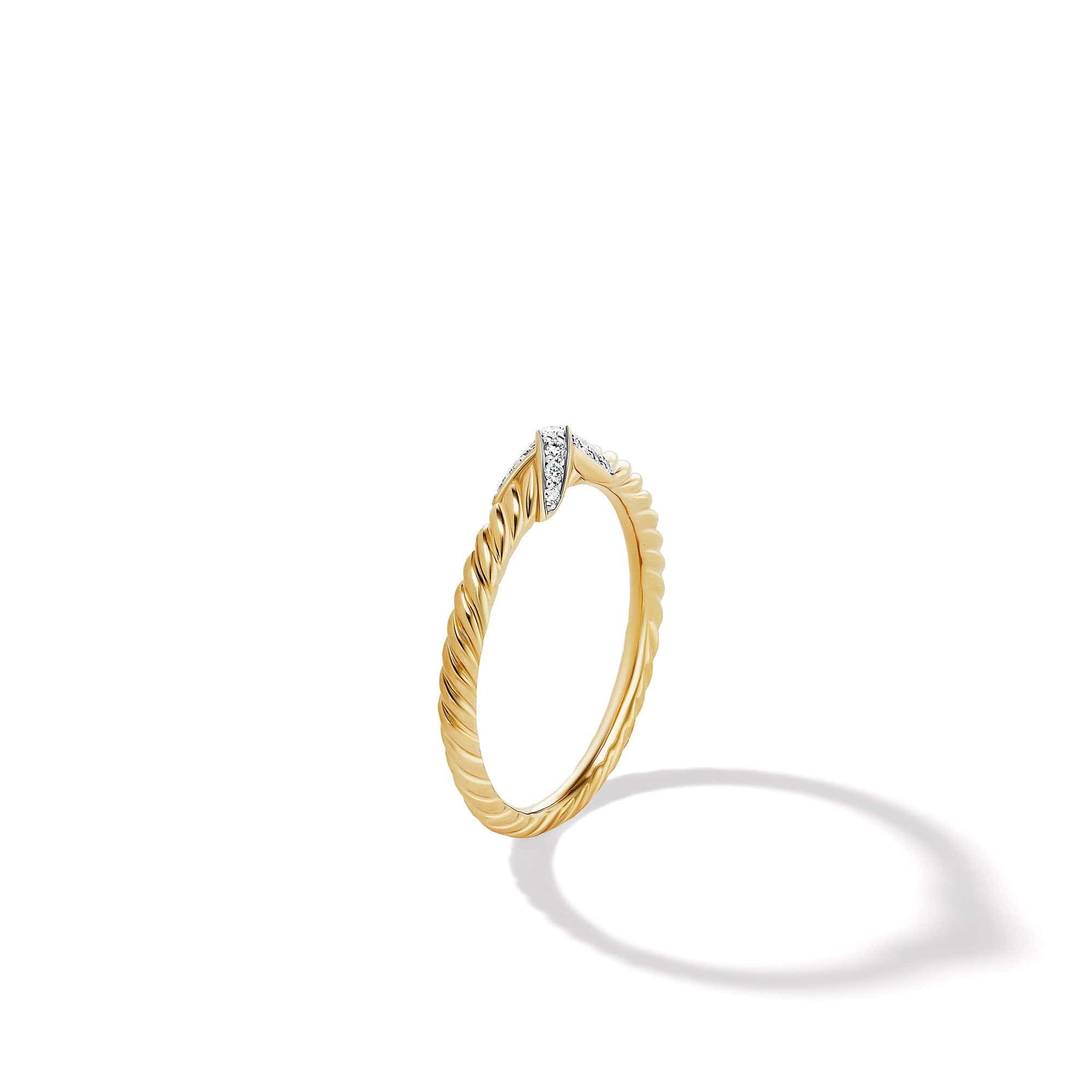 Petite X Ring in 18K Yellow Gold with Pavé Diamonds