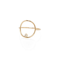 14K Yellow Gold Open Circle Diamond Ring