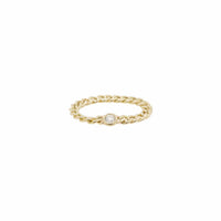 14K Yellow Curb Link Diamond Ring