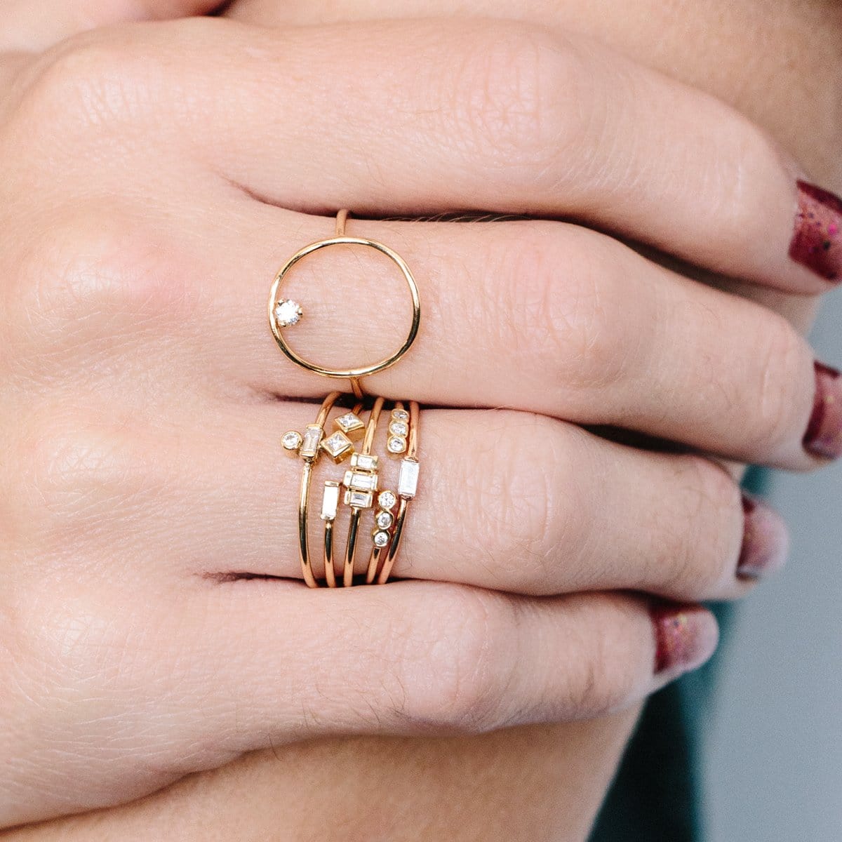 14K Yellow Gold Open Diamond Ring