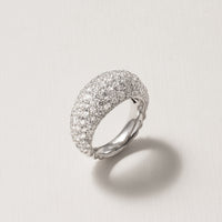 18K White Gold Diamond Pave Dome Ring
