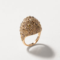 18k Rose Gold Cognac Diamond Pave Dome Ring