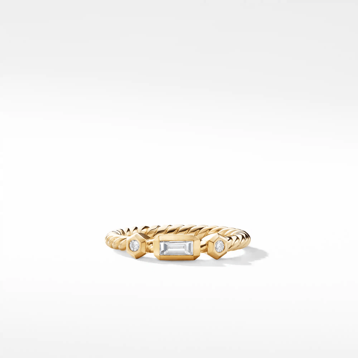 18k Yellow Gold Cable Baguette Ring