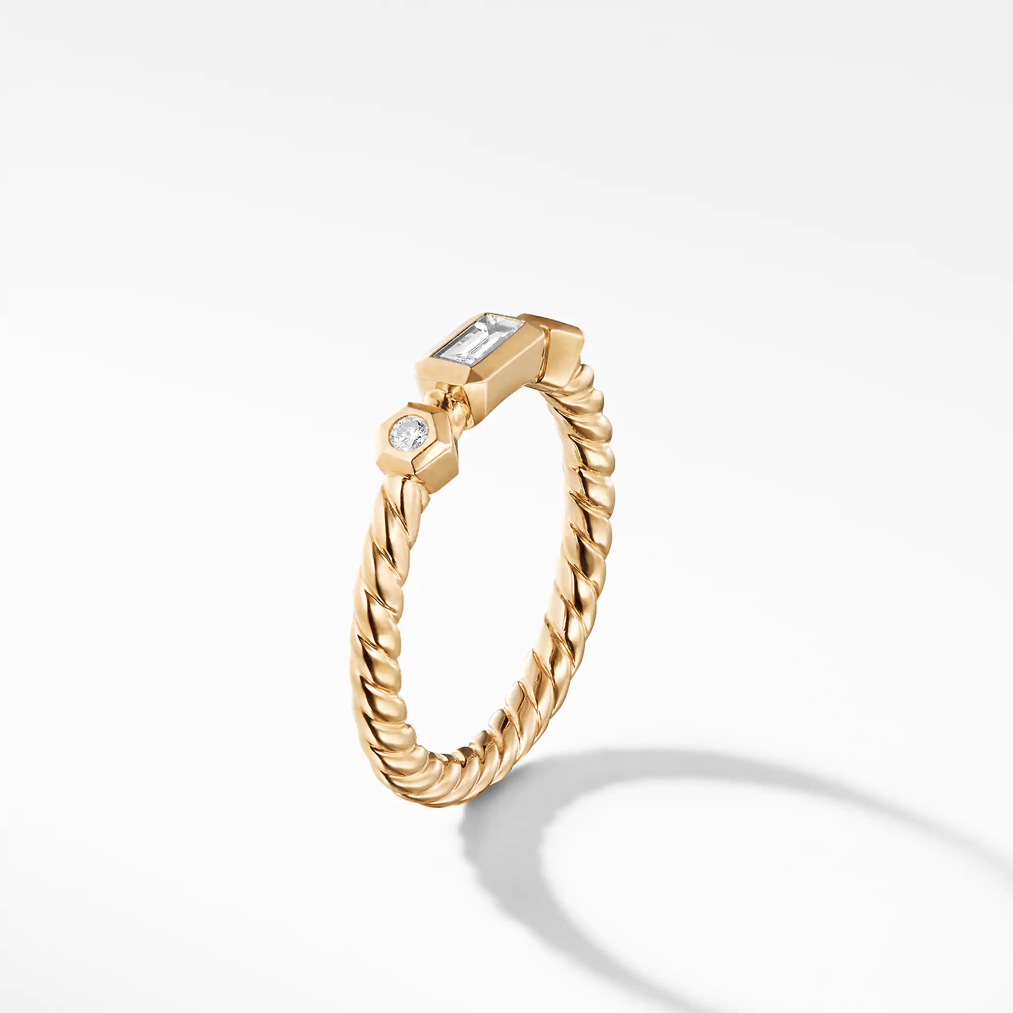 18k Yellow Gold Cable Baguette Ring