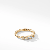 18k Yellow Gold Cable Baguette Ring