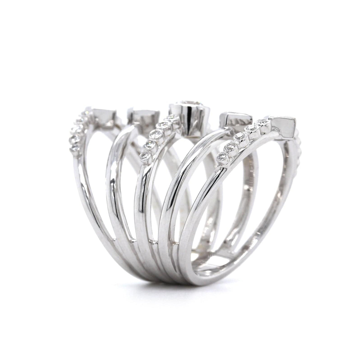 18K White Gold 5 Row Diamond Ring