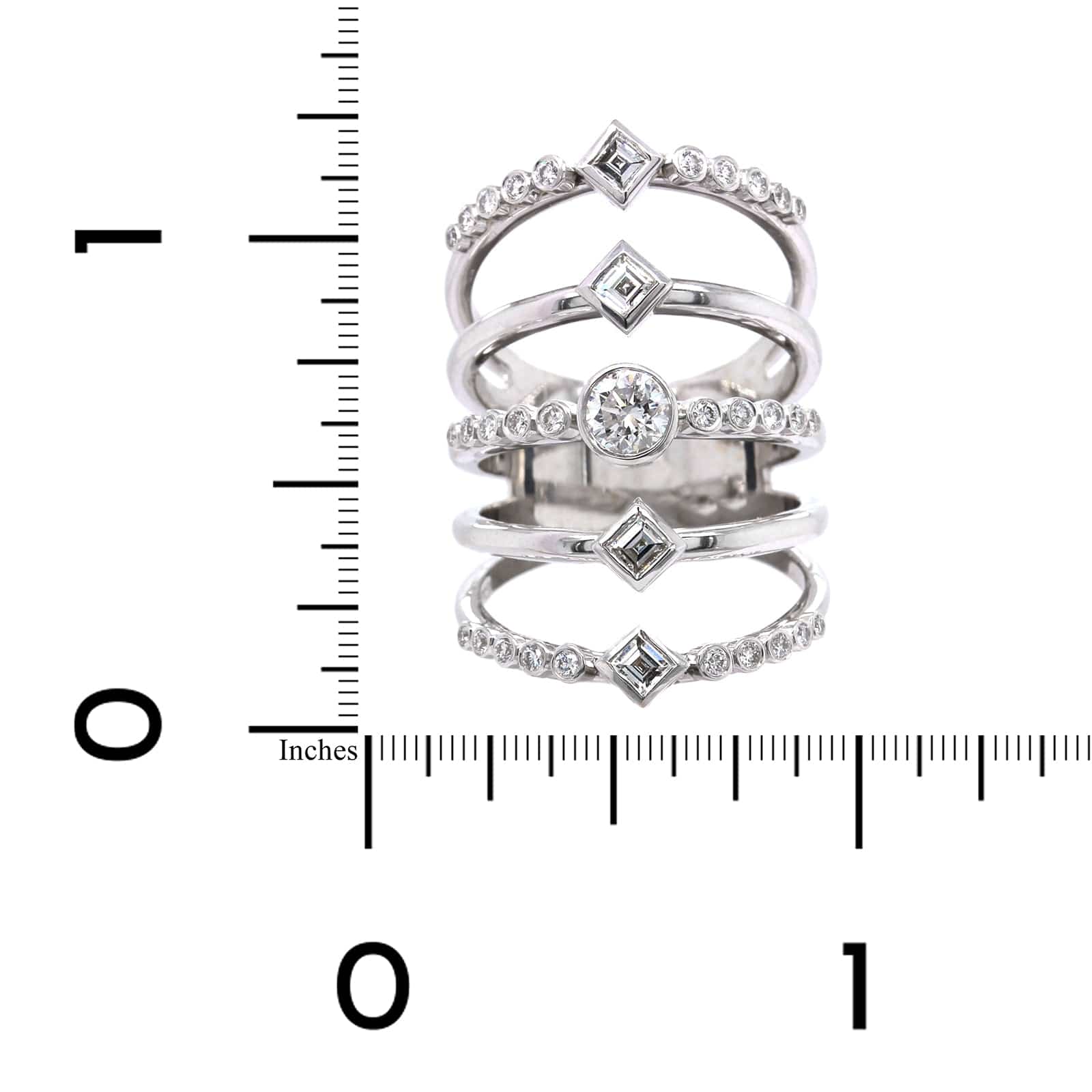 18K White Gold 5 Row Diamond Ring