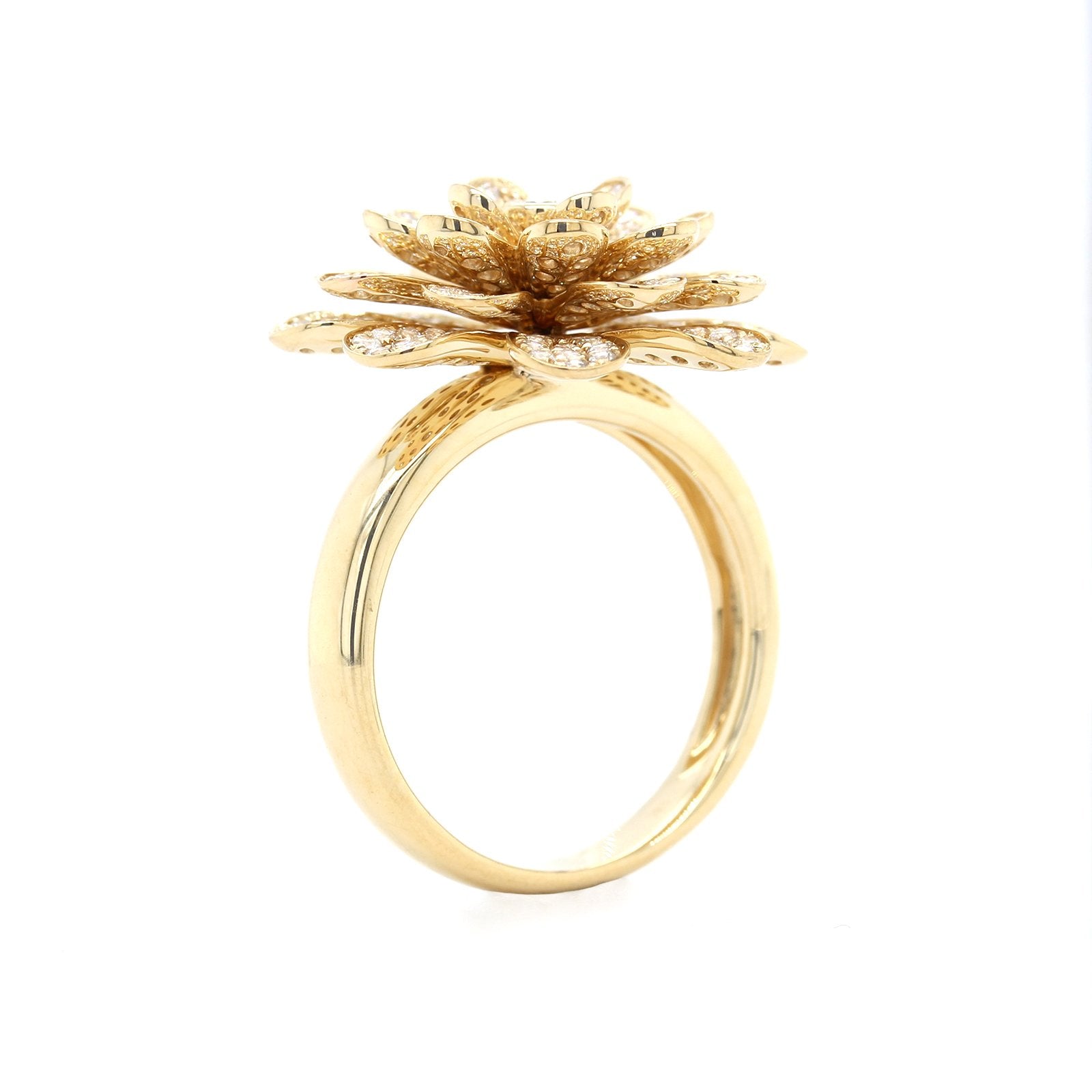 18K Yellow Gold Pansy Diamond Ring