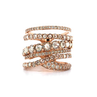Etho Maria 18K Rose Gold Multi-Row Brown Diamond Ring