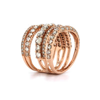 Etho Maria 18K Rose Gold Multi-Row Brown Diamond Ring