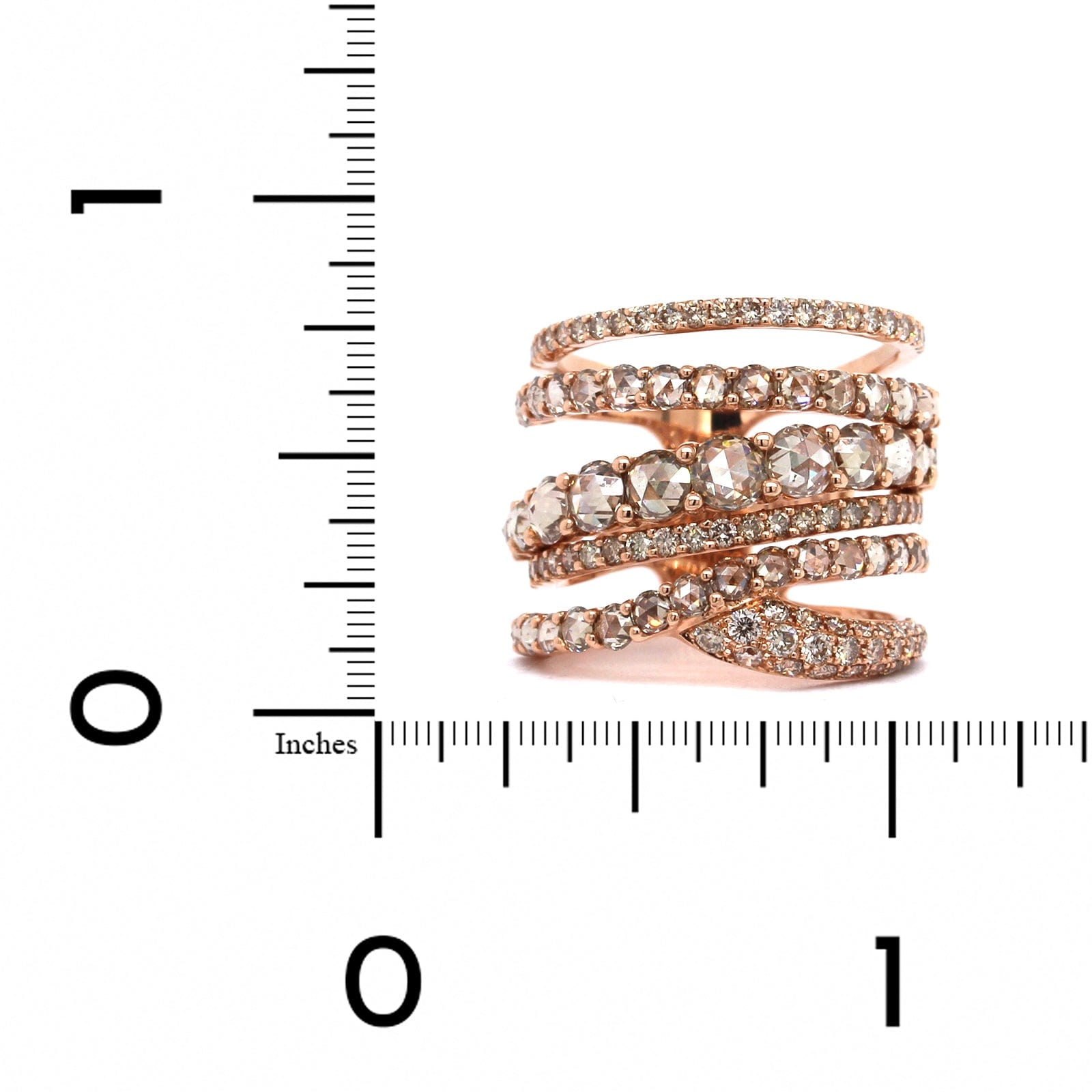 Etho Maria 18K Rose Gold Multi-Row Brown Diamond Ring