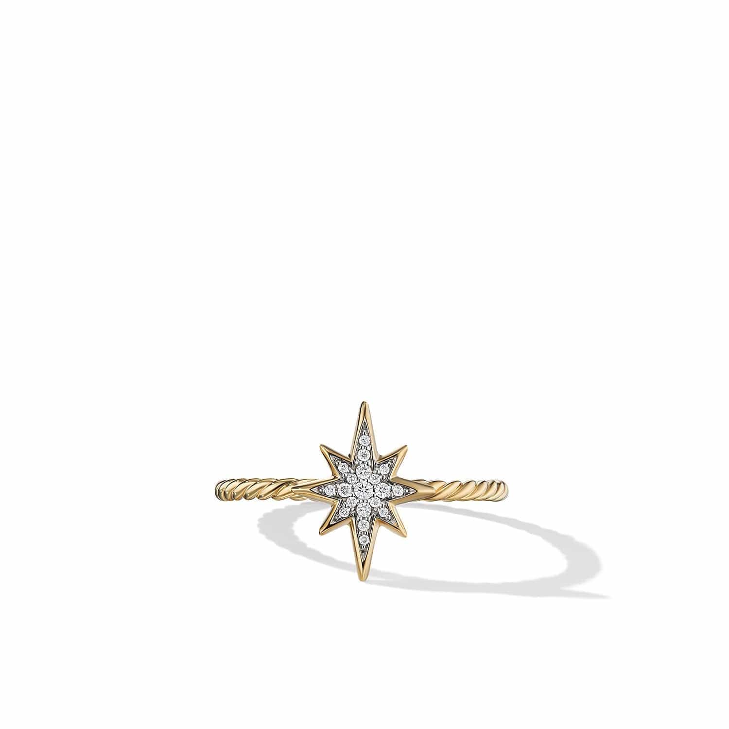 Cable Collectibles® North Star Stack Ring in 18K Yellow Gold with Pavé Diamonds, Yellow Gold, Long's Jewelers