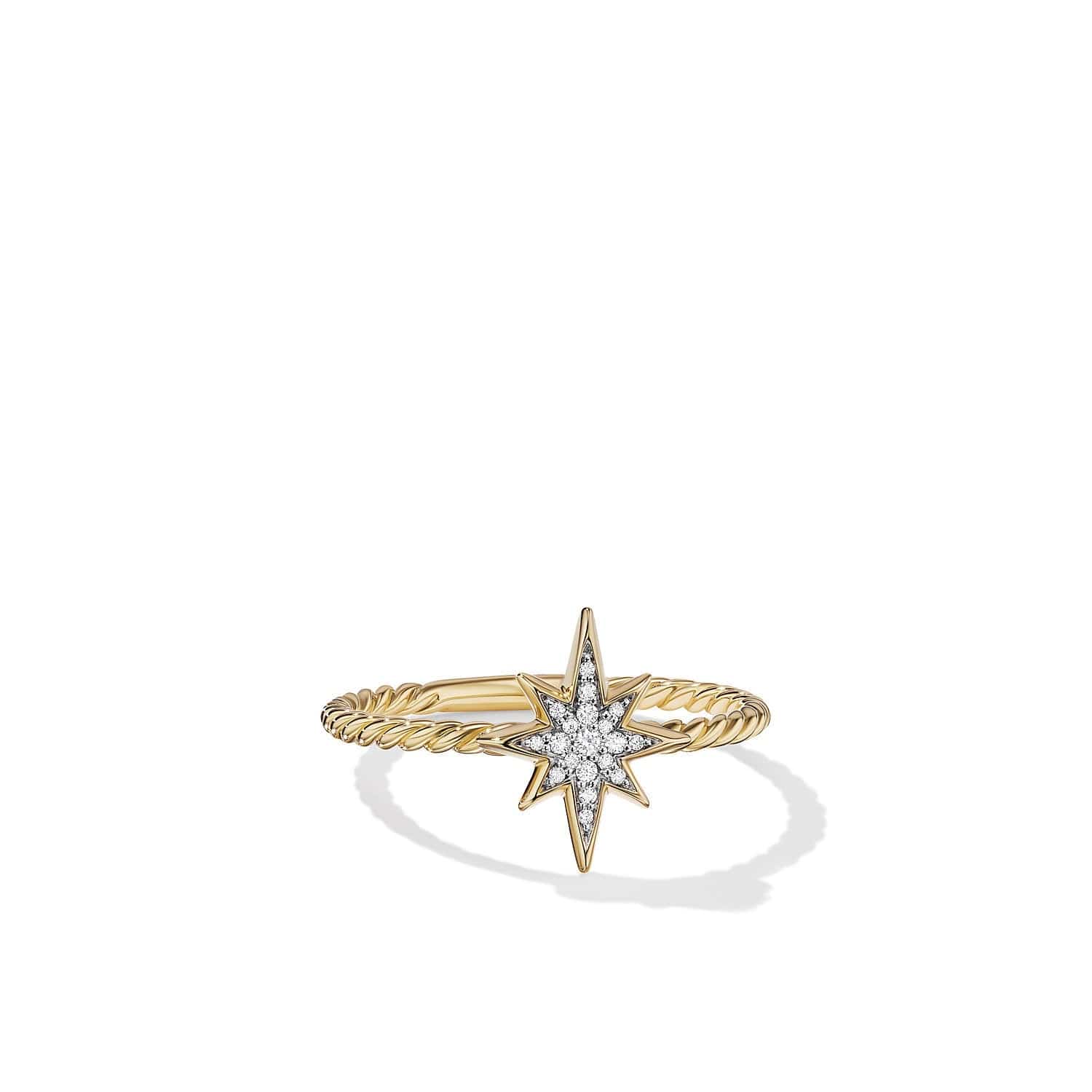 Cable Collectibles® North Star Stack Ring in 18K Yellow Gold with Pavé Diamonds, Yellow Gold, Long's Jewelers