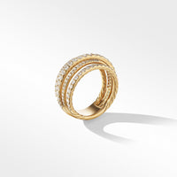 Pavé Crossover Ring in 18K Yellow Gold with Diamonds, Yellow Gold, Long's Jewelers