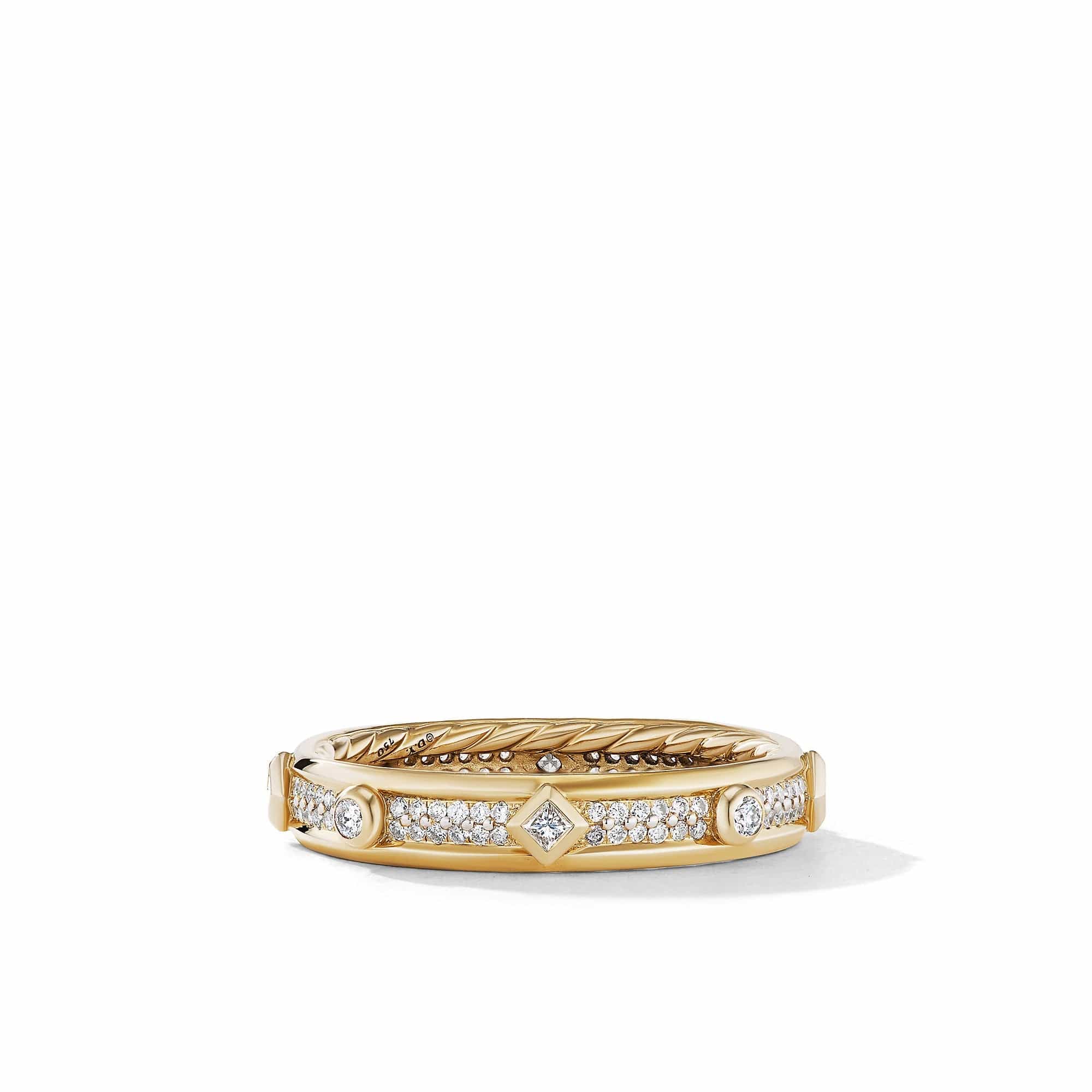 Modern Renaissance Ring in 18K Yellow Gold with Full Pavé Diamonds, Yellow Gold, Long's Jewelers