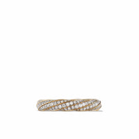 Cable Edge Band Ring in Recycled 18K Yellow Gold with Pavé Diamonds