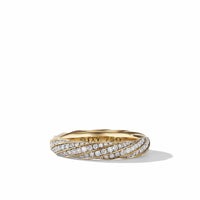 Cable Edge Band Ring in Recycled 18K Yellow Gold with Pavé Diamonds, Long's Jewelers