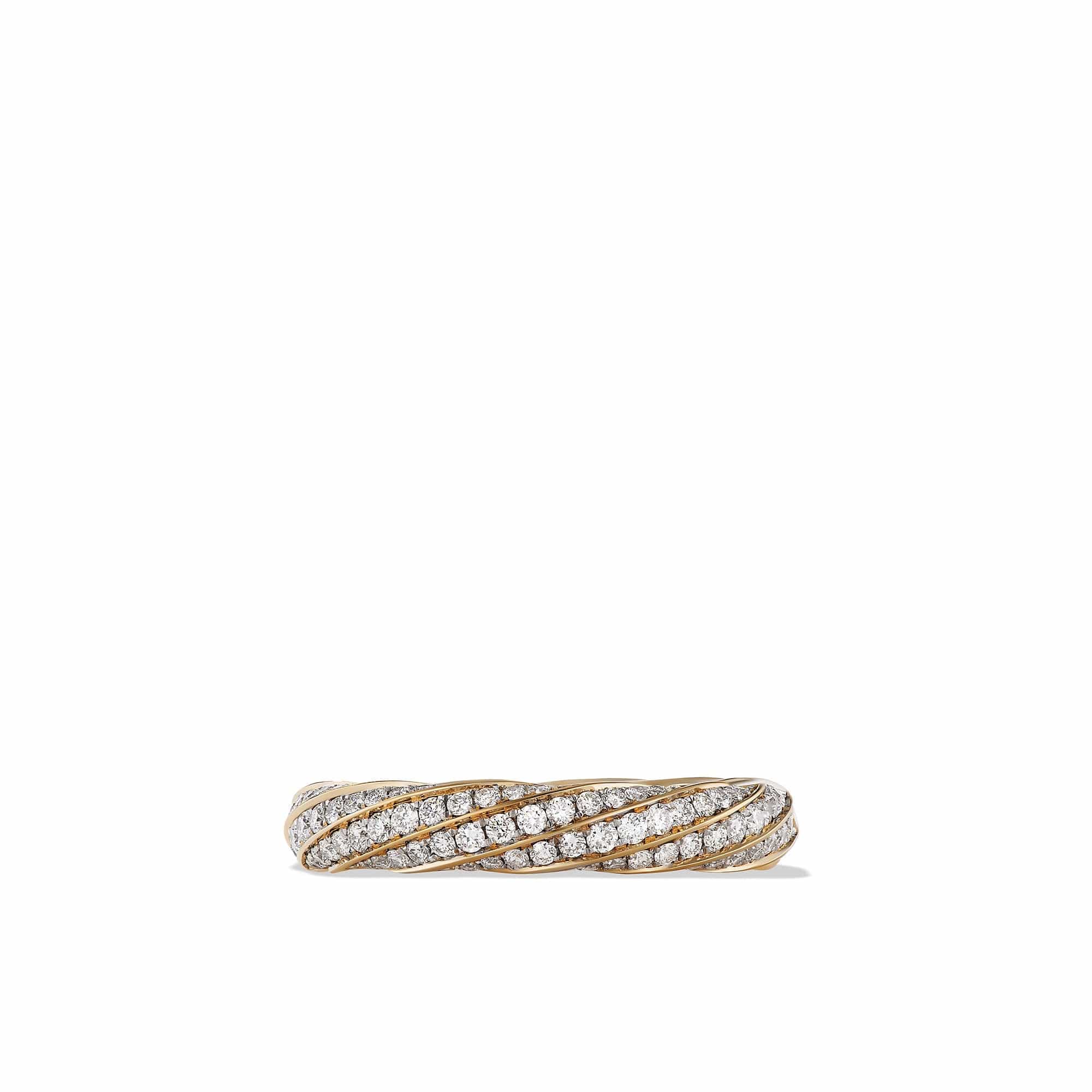 Cable Edge Band Ring in Recycled 18K Yellow Gold with Pavé Diamonds, Long's Jewelers
