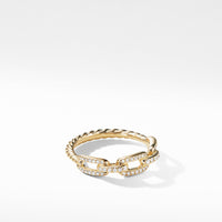 Stax Single Row Pave Chain Link Ring with Diamonds in 18K Gold, 4.5mm, Long's Jewelers