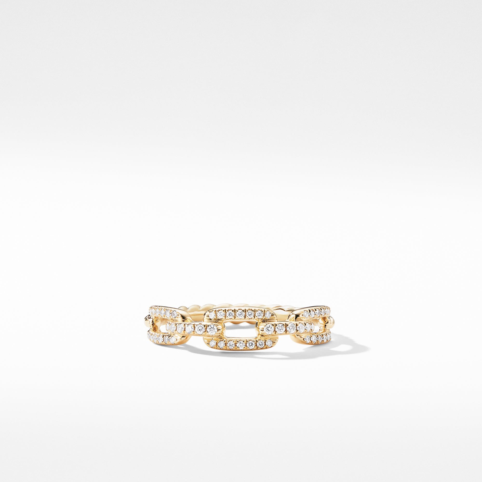 Stax Single Row Pave Chain Link Ring with Diamonds in 18K Gold, 4.5mm, Long's Jewelers