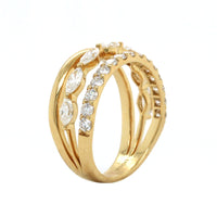 Etho Maria 18K Yellow Gold 3 Row Diamond Ring