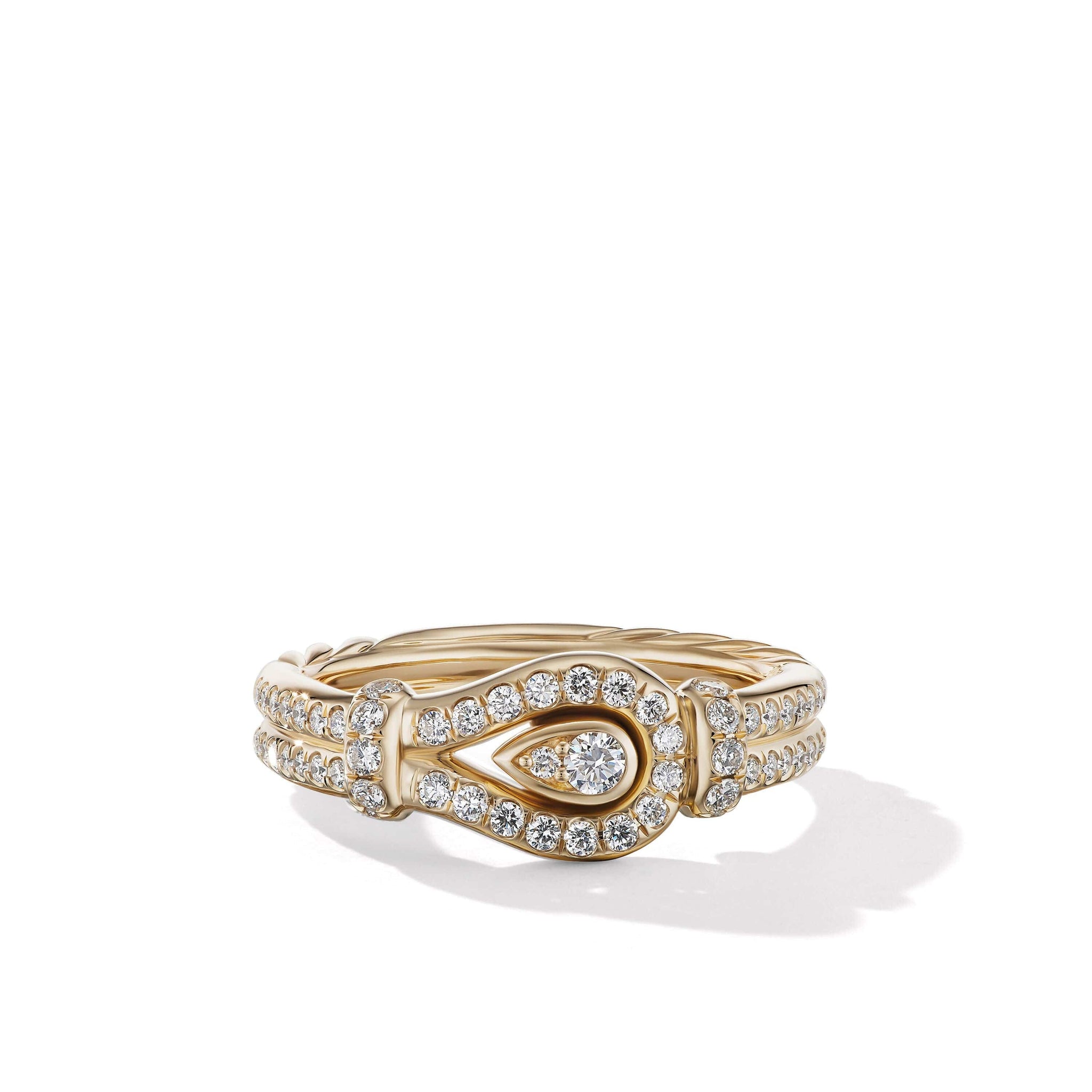 Thoroughbred Loop Ring in 18K Yellow Gold with Full Pavé Diamonds