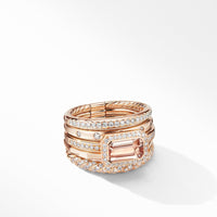Stax Statement Ring in 18K Rose Gold with Morganite and Pavé Diamonds, Long's Jewelers