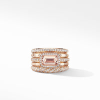 Stax Statement Ring in 18K Rose Gold with Morganite and Pavé Diamonds, Long's Jewelers