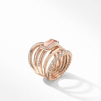 Stax Statement Ring in 18K Rose Gold with Morganite and Pavé Diamonds, Long's Jewelers