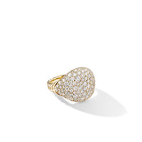 Chevron Pinky Ring in 18K Yellow Gold with Pavé Diamonds