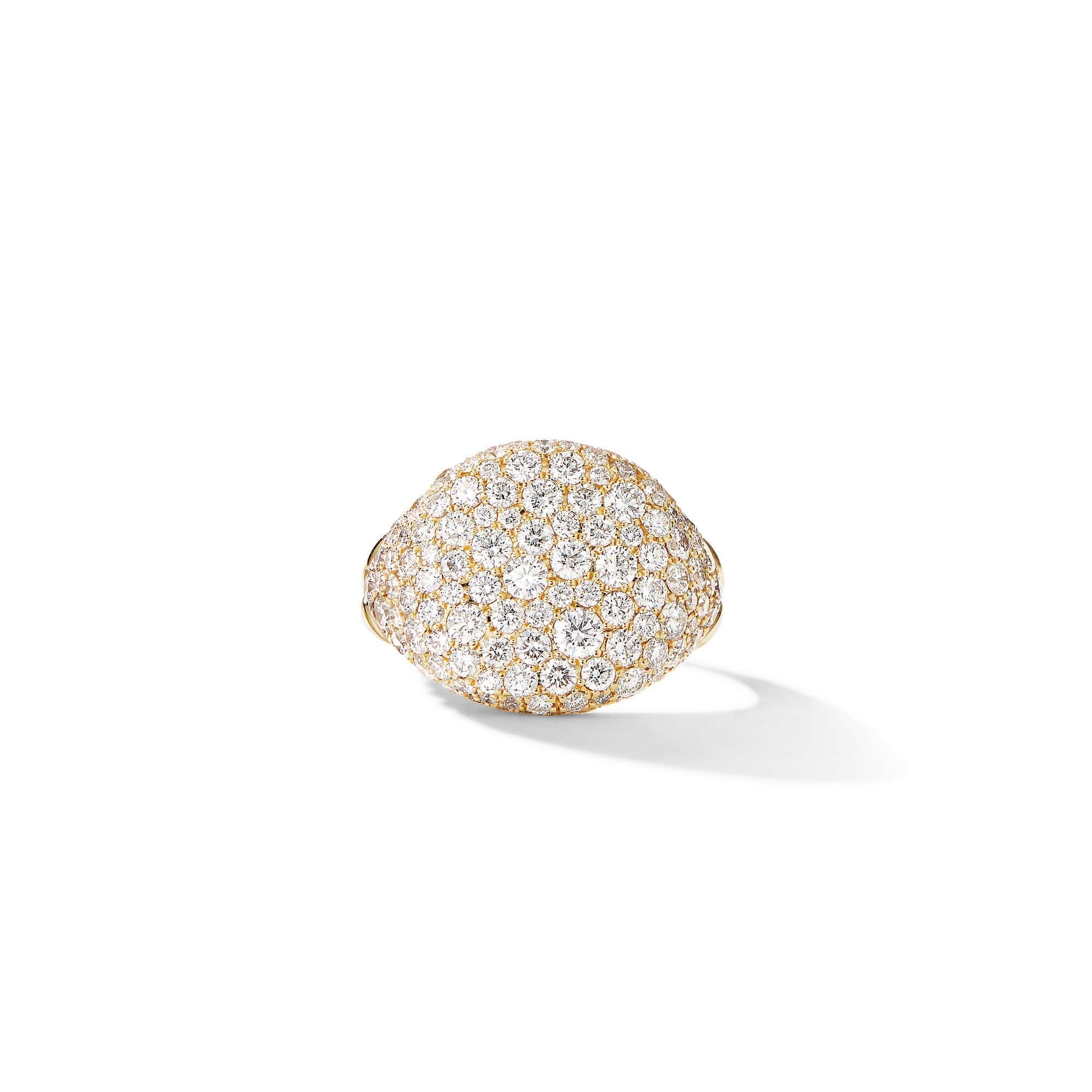 Chevron Pinky Ring in 18K Yellow Gold with Pavé Diamonds