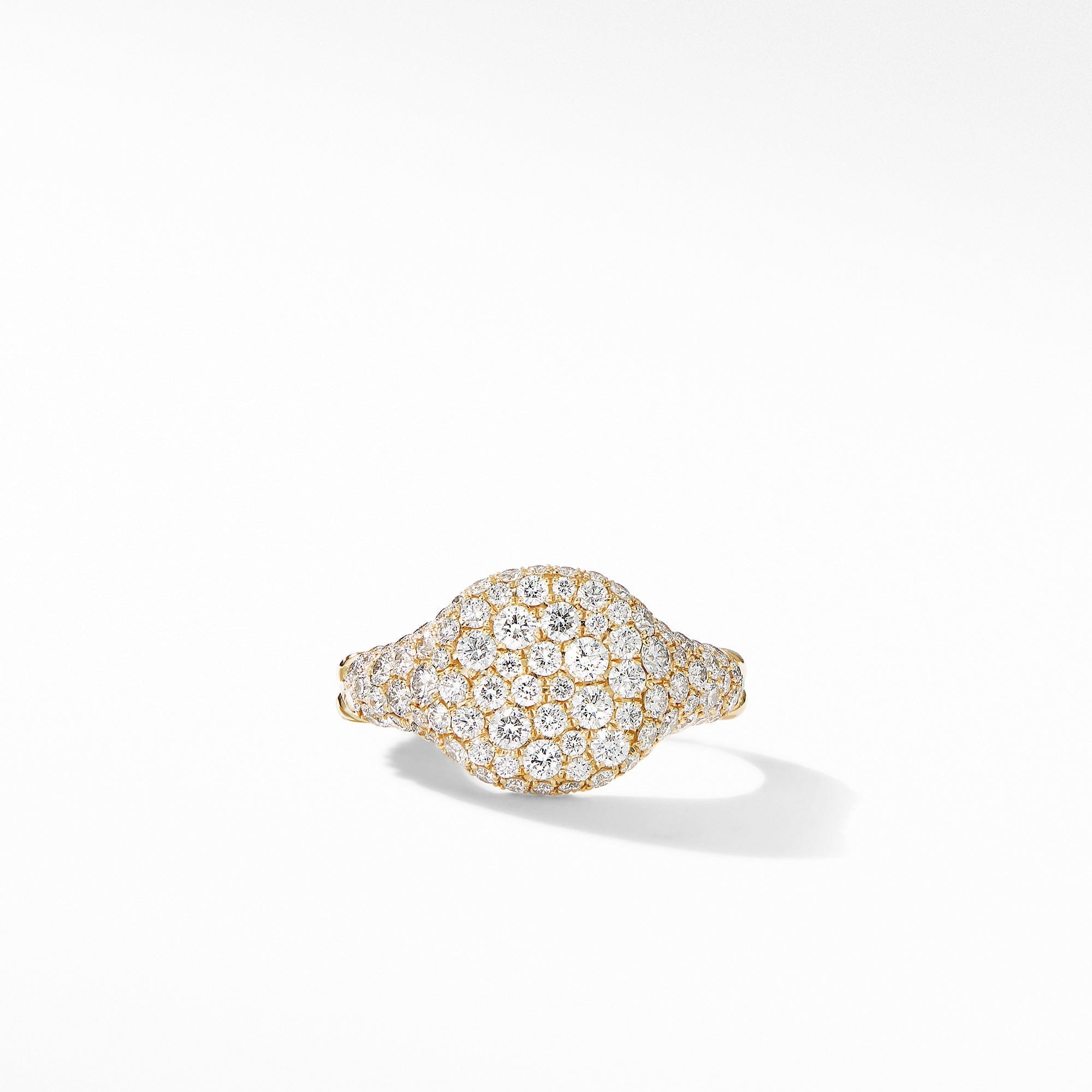 Chevron Pinky Ring in 18K Yellow Gold with Pavé Diamonds