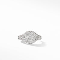 Chevron Pinky Ring in 18K White Gold with Pavé Diamonds
