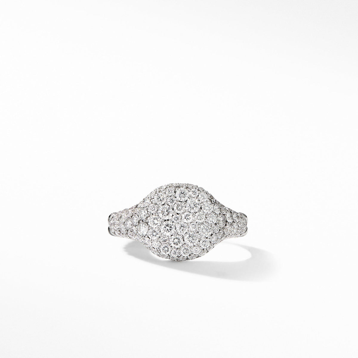 Chevron Pinky Ring in 18K White Gold with Pavé Diamonds