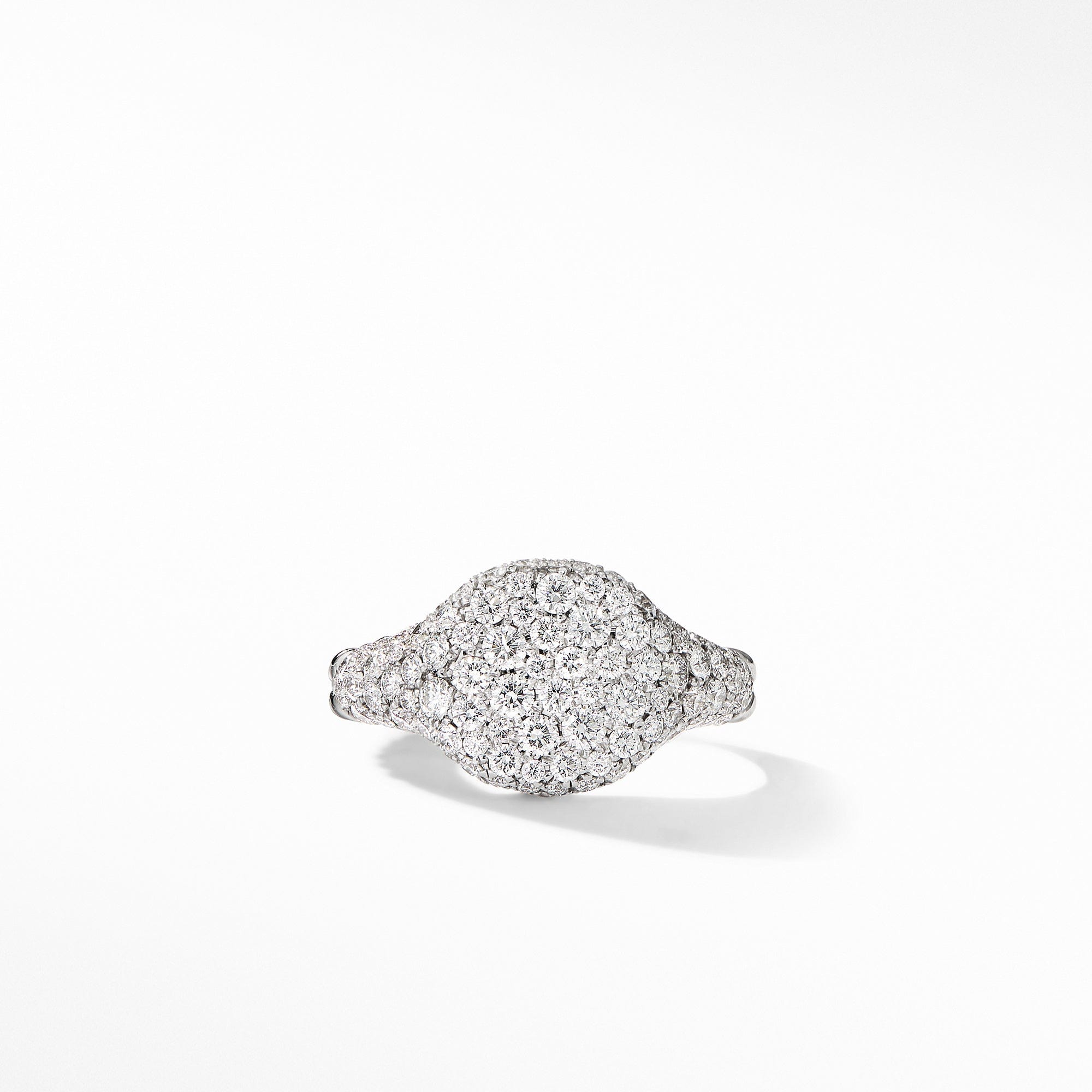Chevron Pinky Ring in 18K White Gold with Pavé Diamonds